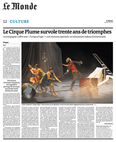 Le Cirque Plume survole trente ans de triomphes | Le Monde (presse_tempus) {PDF}