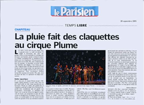 La pluie fait des claquettes au Cirque Plume | Le Parisien (presse_plicploc) {JPEG}