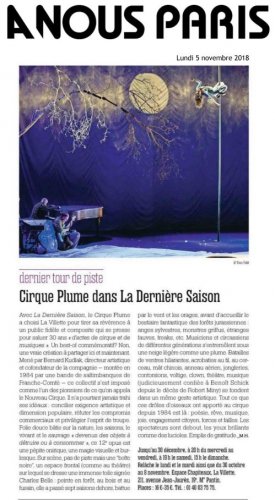 dernier tour de piste - Cirque Plume dans La Dernière Saison | À Nous Paris (presse_lds) {PDF}