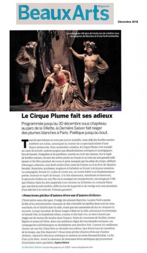 Le Cirque Plume fait ses adieux | Beaux Arts Magazine (presse_lds) {PDF}