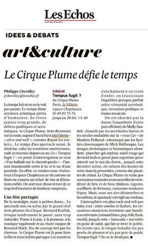 Le Cirque Plume défie le temps | Les Echos (presse_tempus) {PDF}
