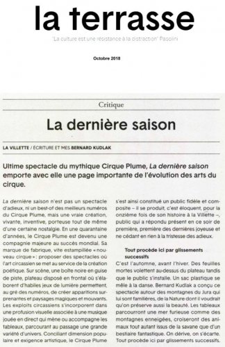 Critique / La dernière saison | La Terrasse (presse_lds) {PDF}
