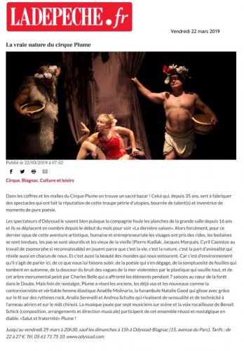 La vraie nature du Cirque Plume | ladepeche.fr (presse_lds) {PDF}