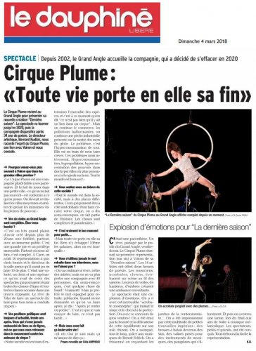 Cirque Plume : « Toute vie porte en elle sa fin » | Le Dauphiné Libéré (presse_lds) {PDF}