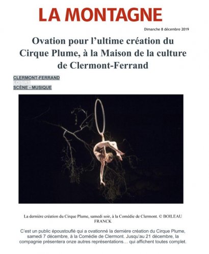 Ovation pour l'ultime création du Cirque Plume, à la Maison de la culture de Clermont-Ferrand | La Montagne (presse_lds) {PDF}