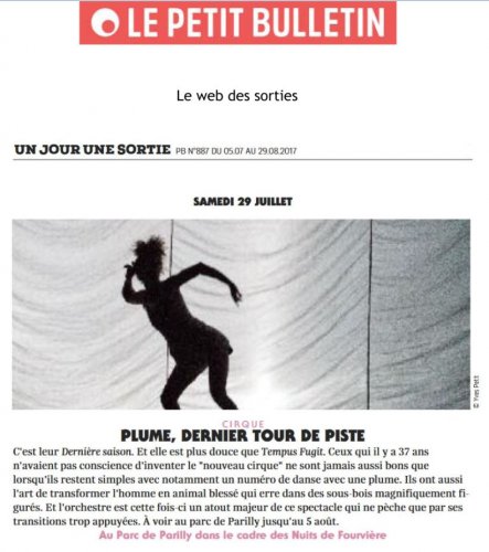CIRQUE PLUME, DERNIER TOUR DE PISTE - Le Petit Bulletin {PDF}