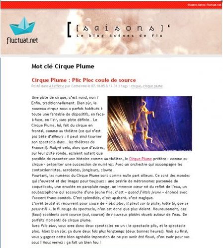Cirque Plume : Plic Ploc coule de source | fluctuat.net (presse_plicploc) {JPEG}