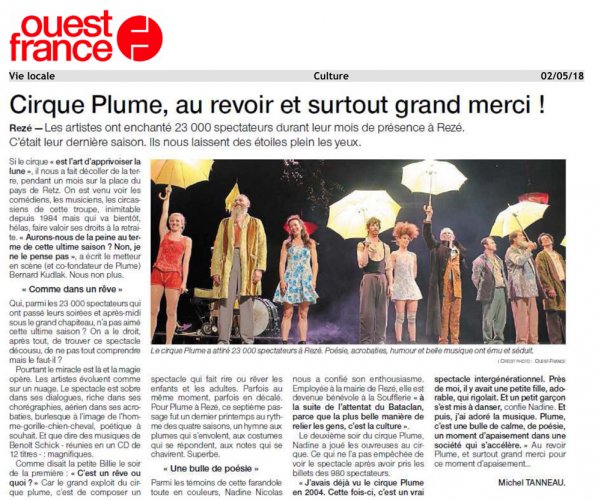 Cirque Plume, au revoir et surtout grand merci ! | Ouest France (presse_lds) {PDF}