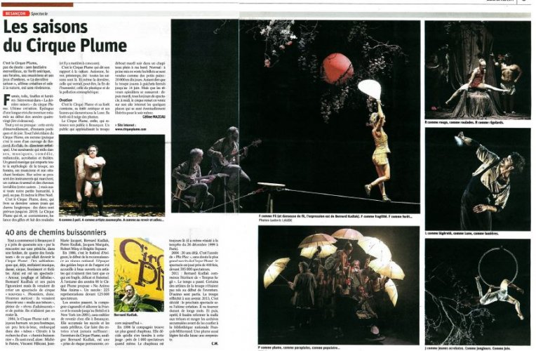 Les saisons du Cirque Plume | L'Est Républicain (presse_lds) {PDF}